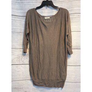 Hinge Brown Knit Back Detailed Sweater Tunic With 3/4 Sleeves Size S